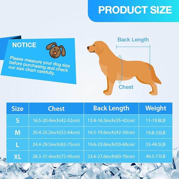 Dog Cooling Vest for Summer, Lightweight Jacket Dog Cooling Shirt, UV Protection Cooling Harness for Outdoor Activity with Breathable Mesh (Blue, Medium)