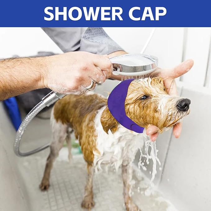 Dog Ear Covers for Bath 3Pcs Upgrade Anti-Slip Swim Cap Plugs Shower Caps Rain Hat for Bathing Rainy Days Swimming – Ear Protectors for Small Medium Large Dogs Puppies Cats (Small
