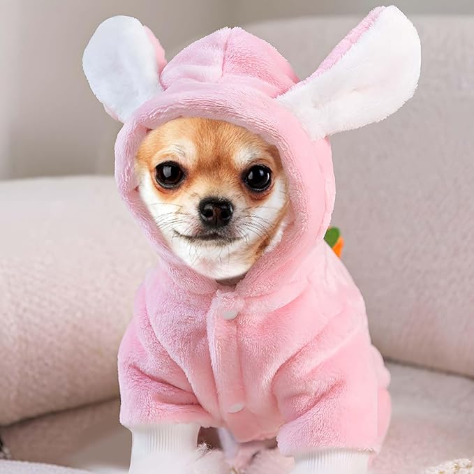 Easter Dog Bunny Costume Pet Dog Costume Puppy Hoodies Dog Clothes Rabbit Ears Hat Outfit Halloween Party Supplies for Small Dogs Cats