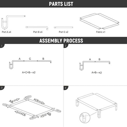 pettycare Elevated Outdoor Dog Bed 65 lbs,Black