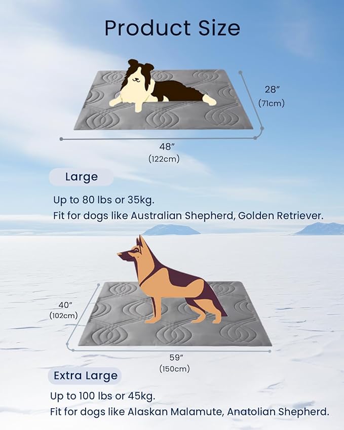 ZonLi Dog Cooling Mat, 48" x 28"Large, Cooling Pad for Dog with Premium Silicone, Pet Cooling Mats Reversible (Cool & Warm) for Crate, Kennel, Sofa, Bed, Washable, Durable, Polar Grey