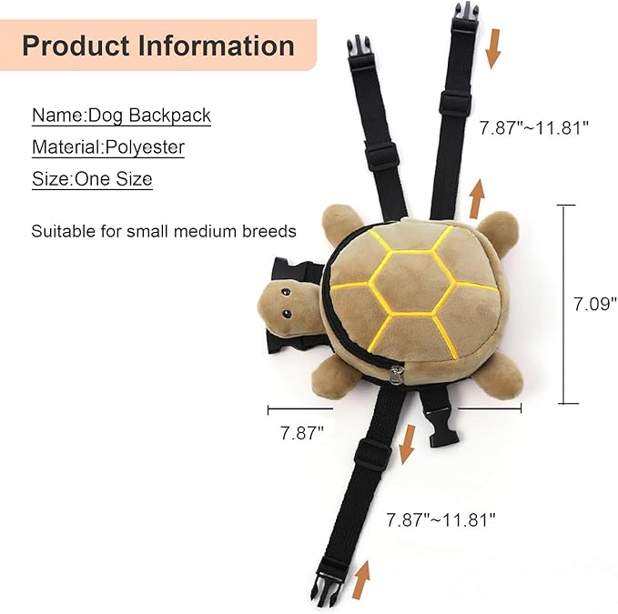 Dog Backpack Harness Puppy Self Carrier Bag Adjustable Pet Saddle Bag with D-Ring for Camping Hiking Daily Walking, Yellow