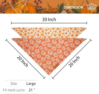 CROWNED BEAUTY Fall Dog Bandanas Reversible Large 2 Pack DB64-L