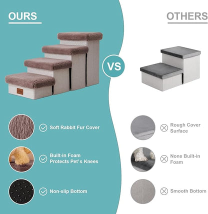 C0ZY KISS Dog Storage Stairs for Bed 21" H 39.7x13x21.2in, Brown, 5 Tiers