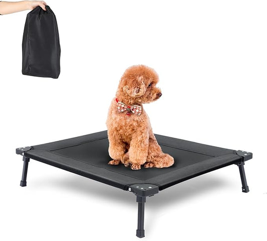 Pozico Cooling Foldable Elevated Dog Bed for Small Dogs with Metal Frame