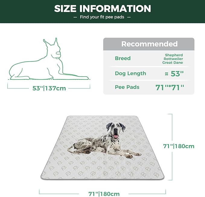 FXW Washable Pee Pads for Dogs 70.9" x 70.9", Specifically 32/40/45inch 8