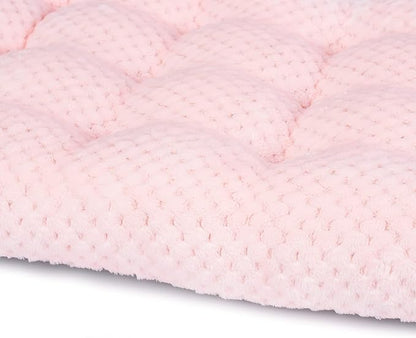 WONDER MIRACLE Fuzzy Deluxe Pet Beds, Super Plush Dog or Cat Beds Ideal for Dog Crates, Machine Wash & Dryer Friendly (22" x 30", M-Baby Pink)