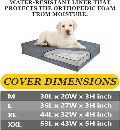 Dog Bed Covers 36L × 27W × 3H Inch Washable Grey Thickened Waterproof Oxford Fabric with Handles and Zipper Reusable Dog Bed Liner for Medium 50-55 Lbs Dog