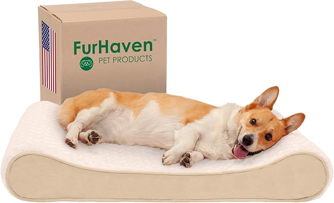 Furhaven Memory Foam Dog Bed for Large/Medium Dogs w/ Removable Washable Cover 38 lbs