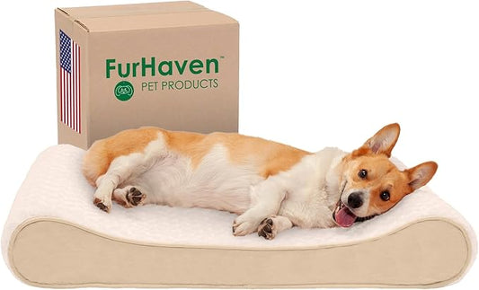 Furhaven Memory Foam Dog Bed for Large/Medium Dogs w/ Removable Washable Cover 38 lbs
