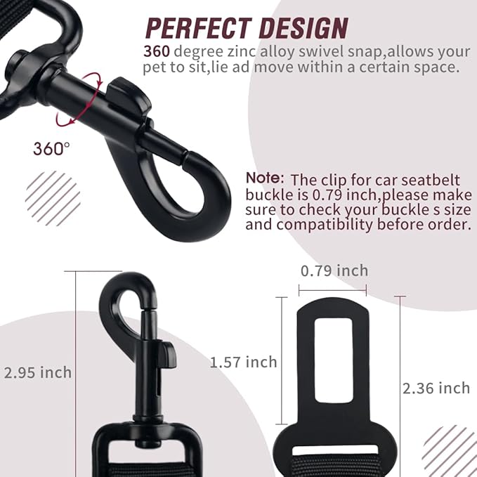 COOYOO Dog Seat Belt 3 Piece