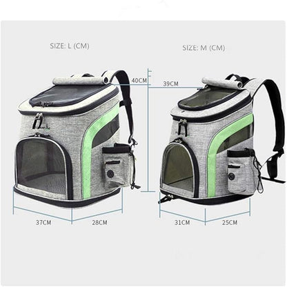 Pet Carrier Backpack for Small Cats and Dog,Breathable Mesh Puppies/Ventilated Design,Two-Sided Entry,Pet Bag for Hiking Travel Camping Outdoor Hold Pets (L, Grey and Orange)