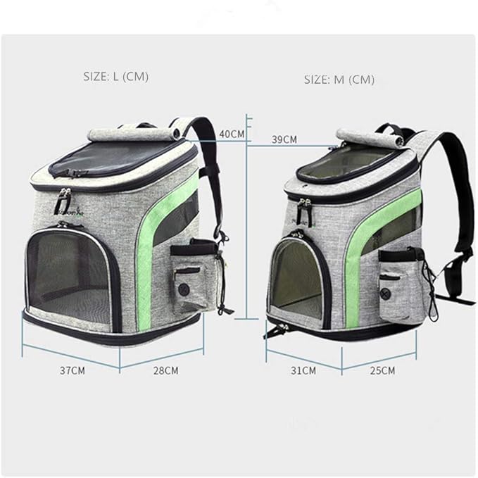 Pet Carrier Backpack for Small Cats and Dog,Breathable Mesh Puppies/Ventilated Design,Two-Sided Entry,Pet Bag for Hiking Travel Camping Outdoor Hold Pets (L, Grey and Blue)