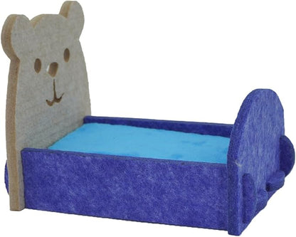 Felt Hamsters Bed, Small Animal Bed with Soft Mat, Small Pets Gift for Small Chinchilla Hamsters Hiding Sleeping(Blue)