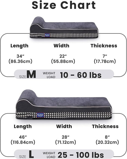Laifug Orthopedic Memory Foam Extra Large Dog Bed with Pillow and Durable Water Proof Liner & Removable Washable Cover & Smart Design (Large (46"x28"x8")