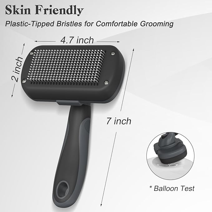 Swihauk Self Cleaning Slicker Brush - Skin Friendly for Dogs & Cats, Deshedding Grooming Tool for Shedding Hair, Puppy Brush for Haired Pets