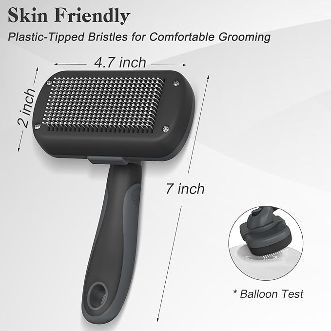 Swihauk Self Cleaning Slicker Brush - Skin Friendly for Dogs & Cats, Deshedding Grooming Tool for Shedding Hair, Puppy Brush for Haired Pets