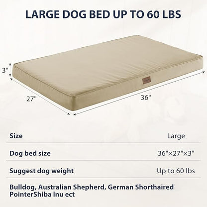 BFPETHOME Outdoor Dog Beds for Large Dogs (36 x 27in, Beige)