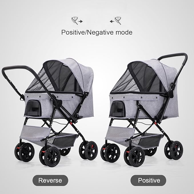 Pet Strollers for Small Medium Dogs & Cats with Reversible Handle