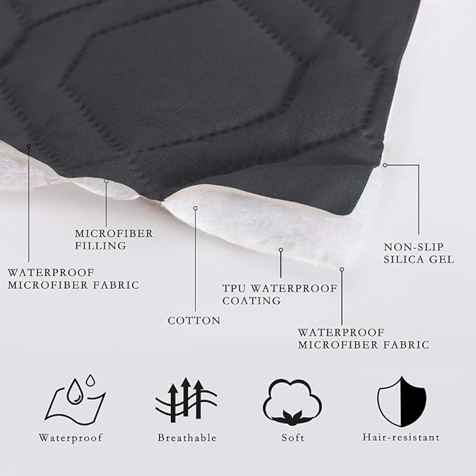 SUNNYTEX Waterproof Dog Bed Cover Dog Mat Pet Pad Pet Blanket for Couch Sofa Bed Mat Anti-Slip Furniture Protrctor (Dark Grey) 30 inches *70 inches