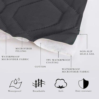 SUNNYTEX Waterproof Dog Bed Cover Dog Mat Pet Pad Pet Blanket for Couch Sofa Bed Mat Anti-Slip Furniture Protrctor (Dark Grey) 30 inches *70 inches