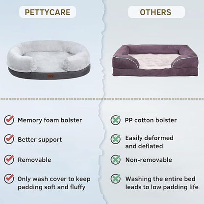 pettycare Orthopedic Dog Bed for Medium Dogs with Memory Foam 30” Grey