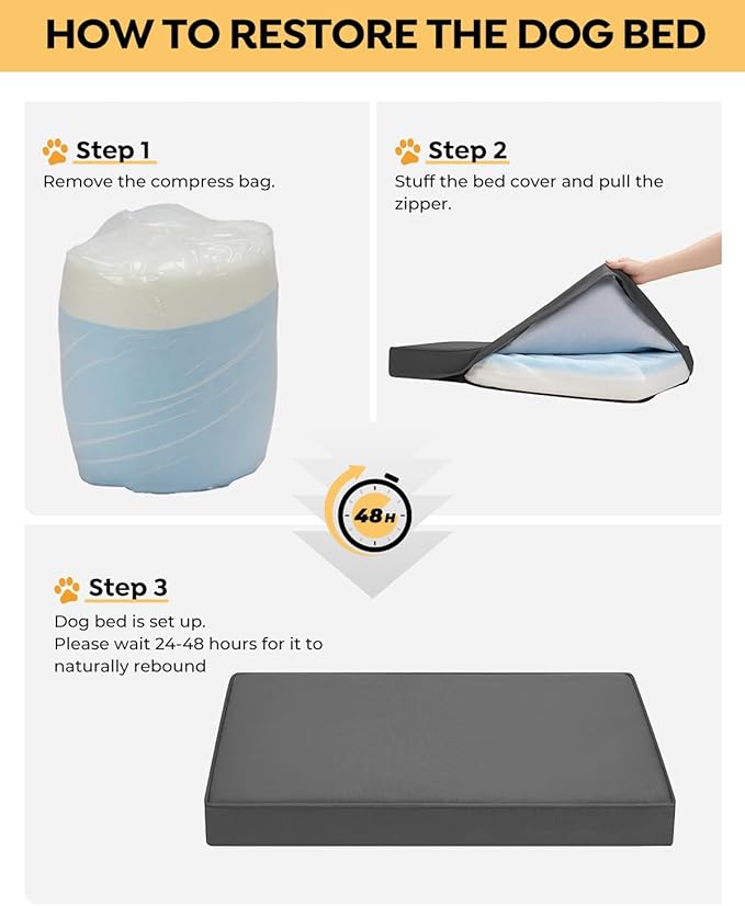 Veehoo Memory Foam Dog Bed for Large Dogs-Waterproof Dog Bed with Oxford Fabric Surface