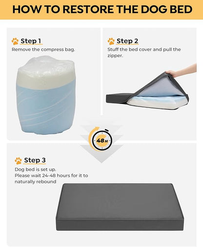 Veehoo Memory Foam Dog Bed for Medium Dogs-Waterproof Dog Bed with Oxford Fabric Surface