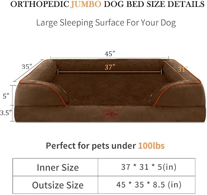 Orthopedic Jumbo Dog Bed for Extra Large Dogs