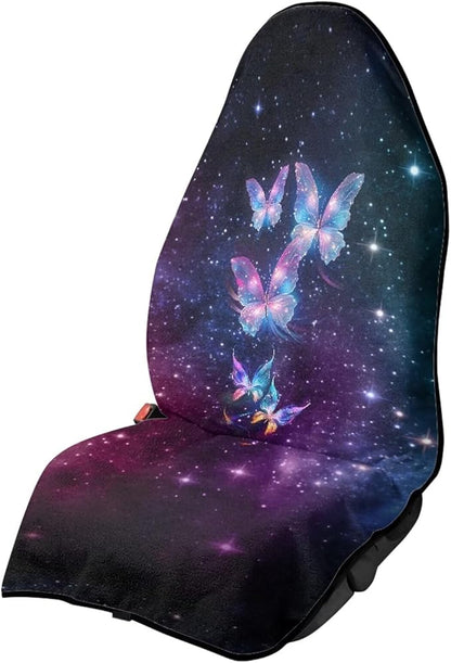 Butterfly Galaxy Sweatproof Towel Car Front Seat Cover Non-Slip Bucket Seat Protector Easy to Install for Athletes