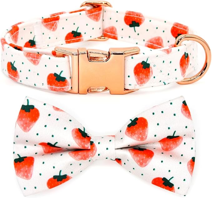 Strawberry Dog Bow Tie Dog Collar Accessory