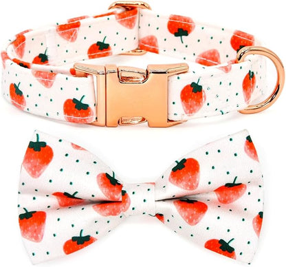 Strawberry Dog Bow Tie Dog Collar Accessory