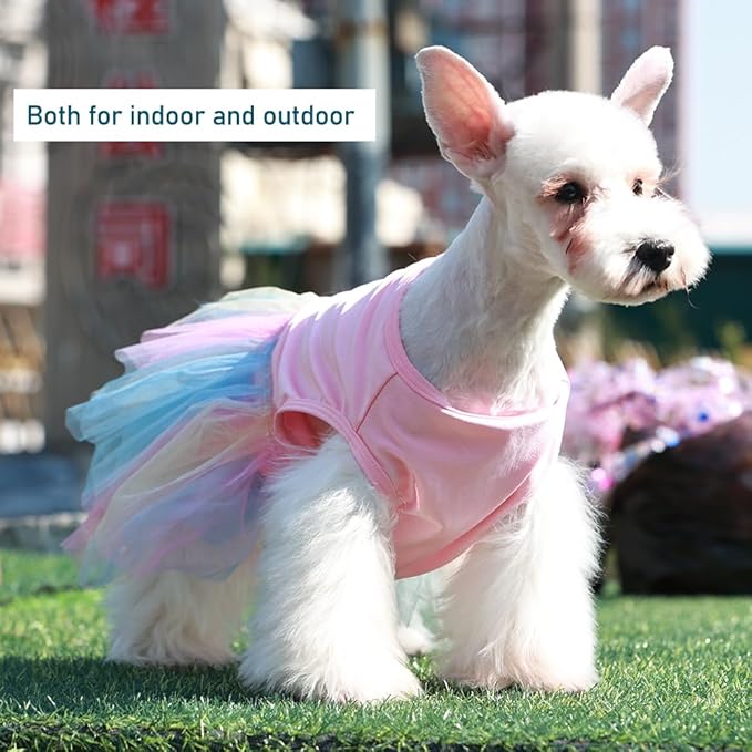 ANIAC Dog Vest Skirt Puppy Princess Dresses Cute Birthday Tutu Skirt Doggy Wedding Outfit Pet Clothing for Cats and Small Medium Dogs (Pink