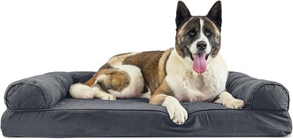 Furhaven Memory Foam Dog Bed for Large Dogs w/ Removable Bolsters & Washable Cover 95 lbs