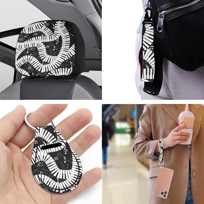 Musical Notes Pianos Headrest Cover Seat Cover Swirl