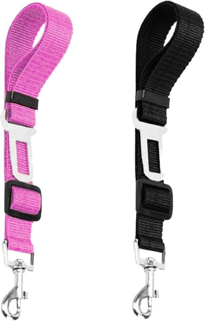 Dog Seat Belts | JHXTZ Pet Seat Belts | 2 Pack Dog Car Seat Belts | Adjustable Pet Seat Belts for Dogs, Cats and Pets(Black and Pink)