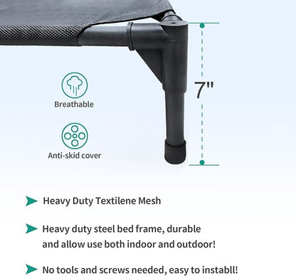 Elevated Outdoor Dog Bed Medium 32x25x8in Raised Dog Bed Summer Waterproof Dog Cot Bed Breathable Teslin Mesh 80 lbs.