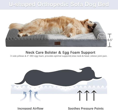 WNPETHOME Dog Beds for Medium Large Dogs, Orthopedic Sofa Mat Pillow with Removable Waterproof Cover, Egg-Foam Crate Bed