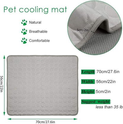 VeMee Cooling Mat Pad for Dogs Cats Ice Silk Mat Cooling Blanket Cushion for Kennel/Sofa/Bed/Floor/Car Seats Cooling (L: 28 x 22 inches