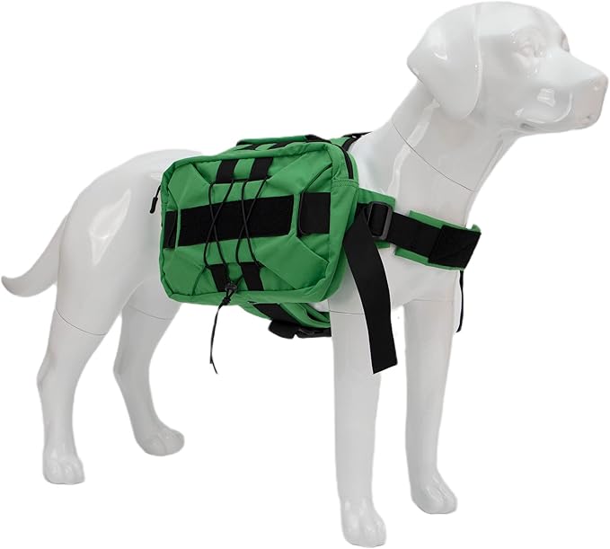 Large Dog Backpack, Outdoor Hound Saddle Bag Dog Pack with Side Pockets for Small Medium Large Dogs, Adjustable Tactical Dog Pack for Hiking, Travel, Camping, Training Green M