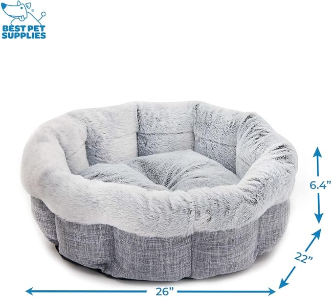 Best Pet Supplies Round Dog Bed with Reversible Pillow 26" x 22" x H:6.4"