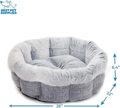 Best Pet Supplies Round Dog Bed with Reversible Pillow 26" x 22" x H:6.4"