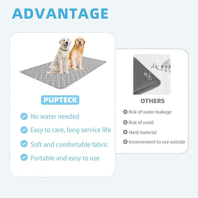 PUPTECK Dog Cooling Mat for Medium Large Dogs, Cooling Blanket for Kennels Crate Floor, Pets Cooling Pad, Self-Cooling Bed for Dog Cat Summer Sleeping Outside, Washable & Portable, Large 28"x40"