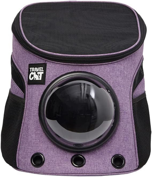 Fat Cat Backpack Carrier - Airline Approved Cat Carrier with Space Capsule Bubble for for Small Cats, Kitten - Premium Purple Cat Carrier Backpack for Outdoor, Travel, Hiking, Pet Supplies