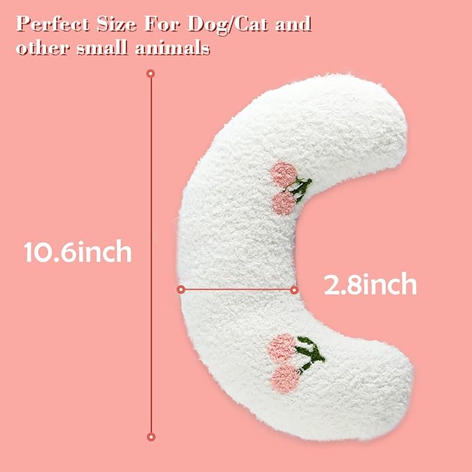 Dog Pillow Bed, Cat Calming Pillow, Dog Neck Pillow for Joint Relief Sleeping, Ultra Soft Half Donut Cuddler, Pillow Pet for Upper Spine Support, Doggy/Kitten Pillow Training Toy，White