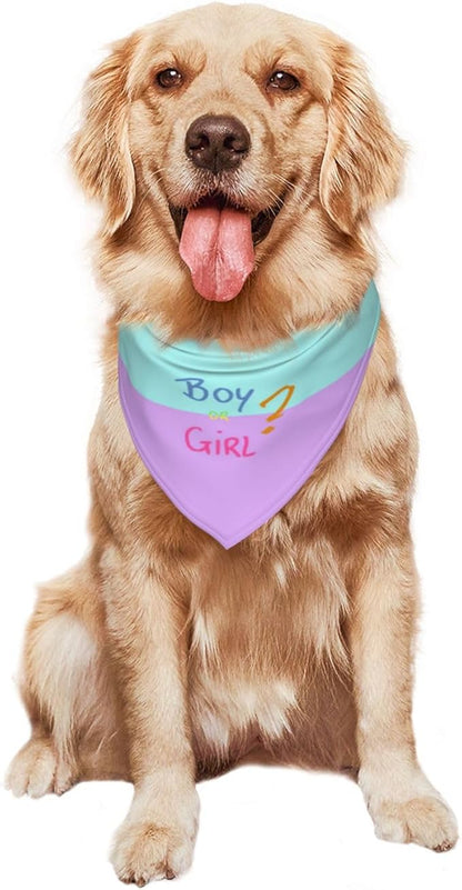 He Or She What Will It Be? Gender Reveal/Baby Announcement Dog Bandana,Pet Neckerchief for Pets Daily Wear Photo Prop Party Supplies (Pink/Blue-2)