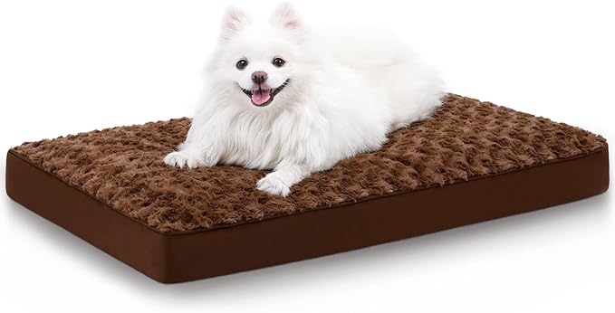 Dog Crate Bed Waterproof Dog Beds for Small Dogs Rose Velvet Soft Fluffy Washable Dog Bed with Removable Cover & Anti-Slip Bottom 23 x 17 Inch,