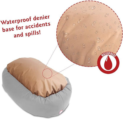 Majestic Pet 40 Inch Micro Velvet Calming Dog Bed Washable – Cozy Soft Round Dog Bed with Spine for Head Support 40x29x9 (inch)