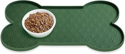 Dog Food Mat Anti-Slip Silicone Dog Bowl Mat Thicker Pet Placemat Waterproof Cat Feeder Pad with Raised Edge Puppy Kitten Feeding Mats Suitable Small Medium-Sized Dogs Cats Eating Tray