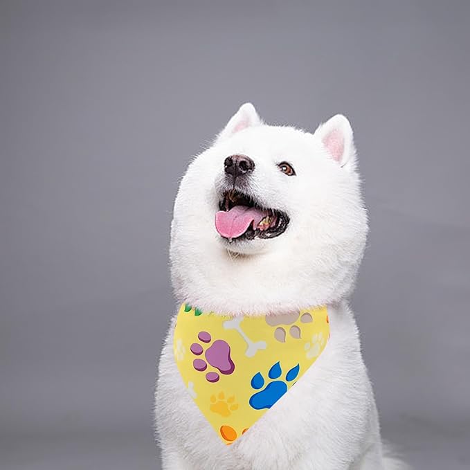 Paw Print Dog Bandanas for Large Dogs Breed 33 Inch 7PCS